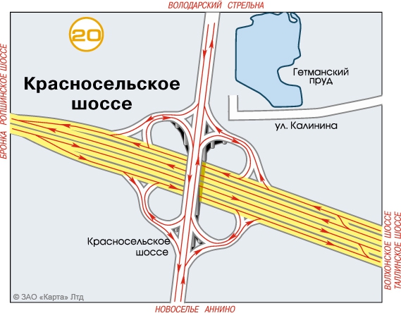 Красносельское шоссе карта