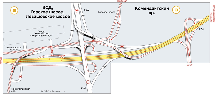 Схема зсд со съездами на карте спб